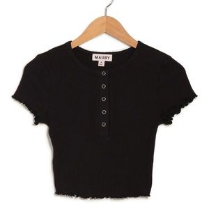 Mauby Snap Placket Cropped Baby T-Shirt